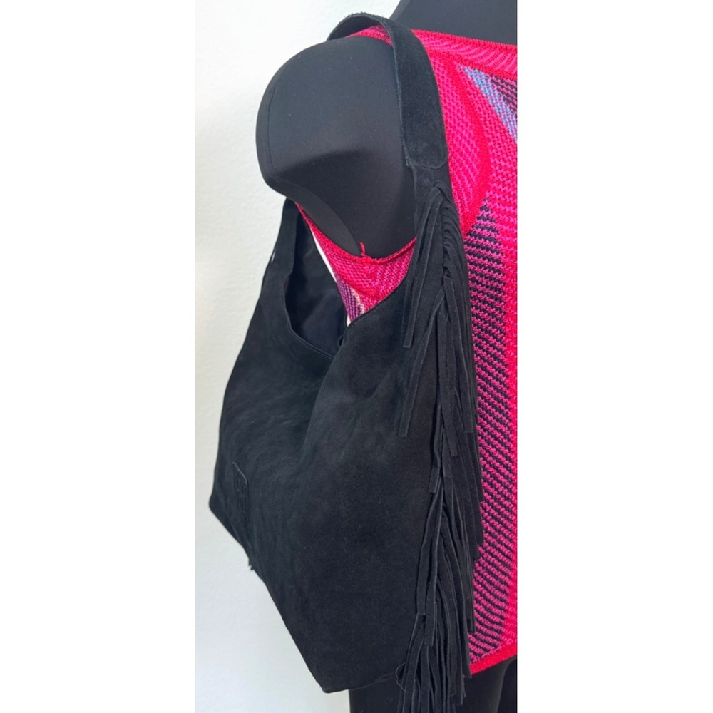 Haute‎ Hippie Style Fringe Suede Hobo Bag Black - Picture 2 of 16